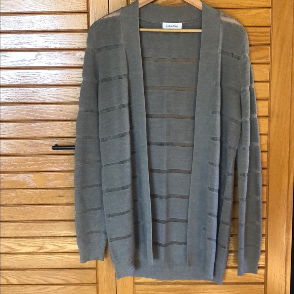 Gray Calvin Klein Cardigan Sweater (M)